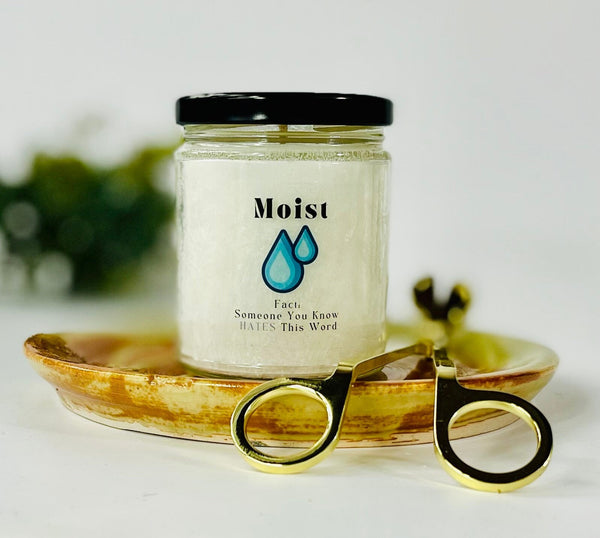 Moist - Fact Someone You Know Hates This Word, Candle for BFF Coworker, White Elephant Gift 9 oz